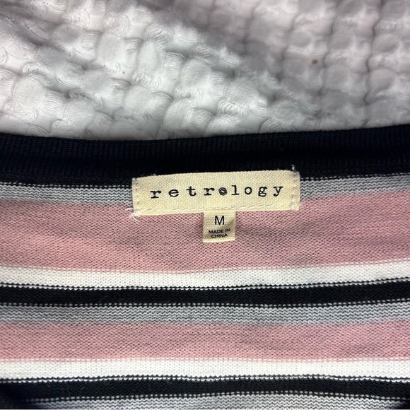 Retrology Striped Button Front Cardigan with Sleeve Detail | Size M - Picture 5 of 7